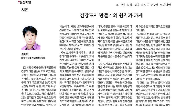 건강도시 만들기의 원칙과 과제